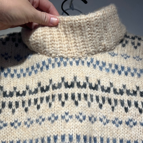 Madewell‎ Somervell Fair Isle Turtleneck Sweater XXS Oversized Cream Knit Crop - Picture 9 of 12